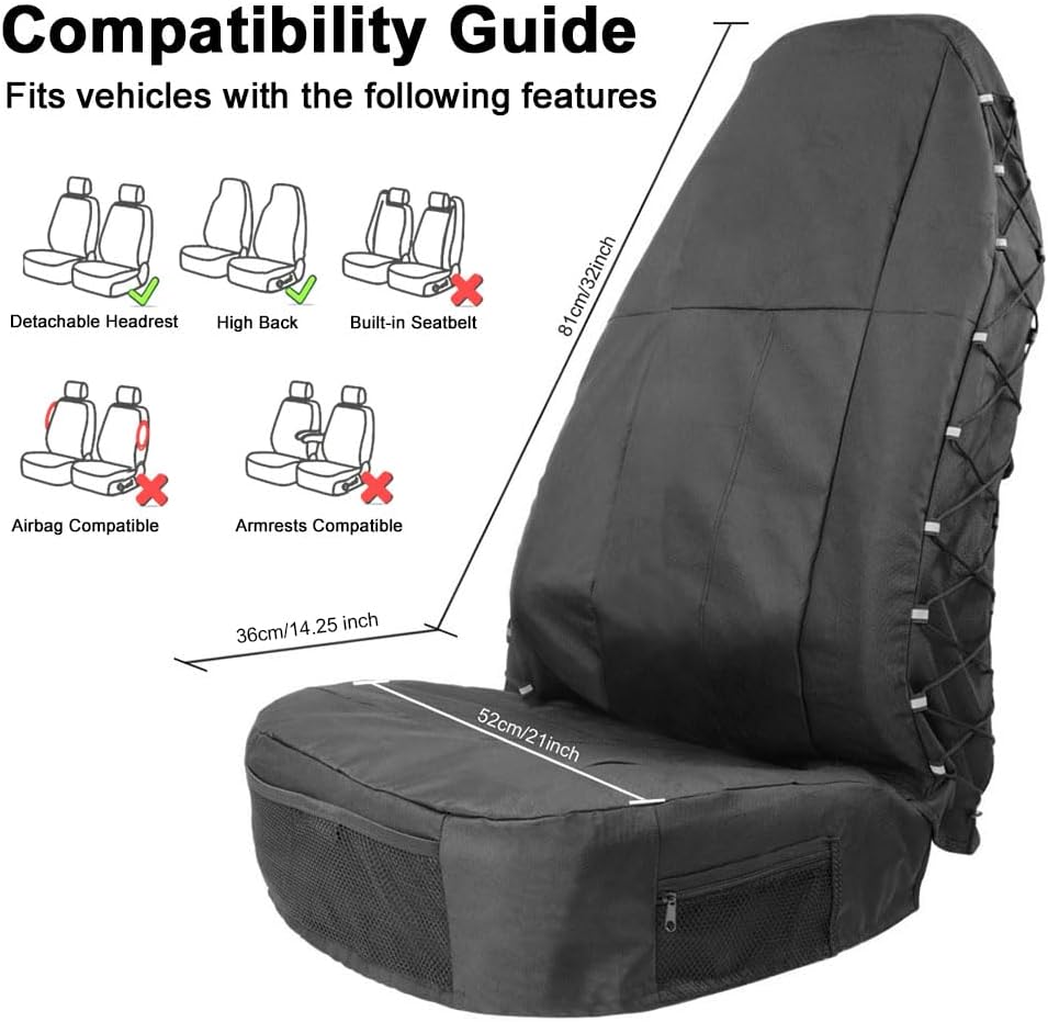 TIROL Semi Truck Seat Covers Heavy Duty Canvas Seat Covers for Trucks