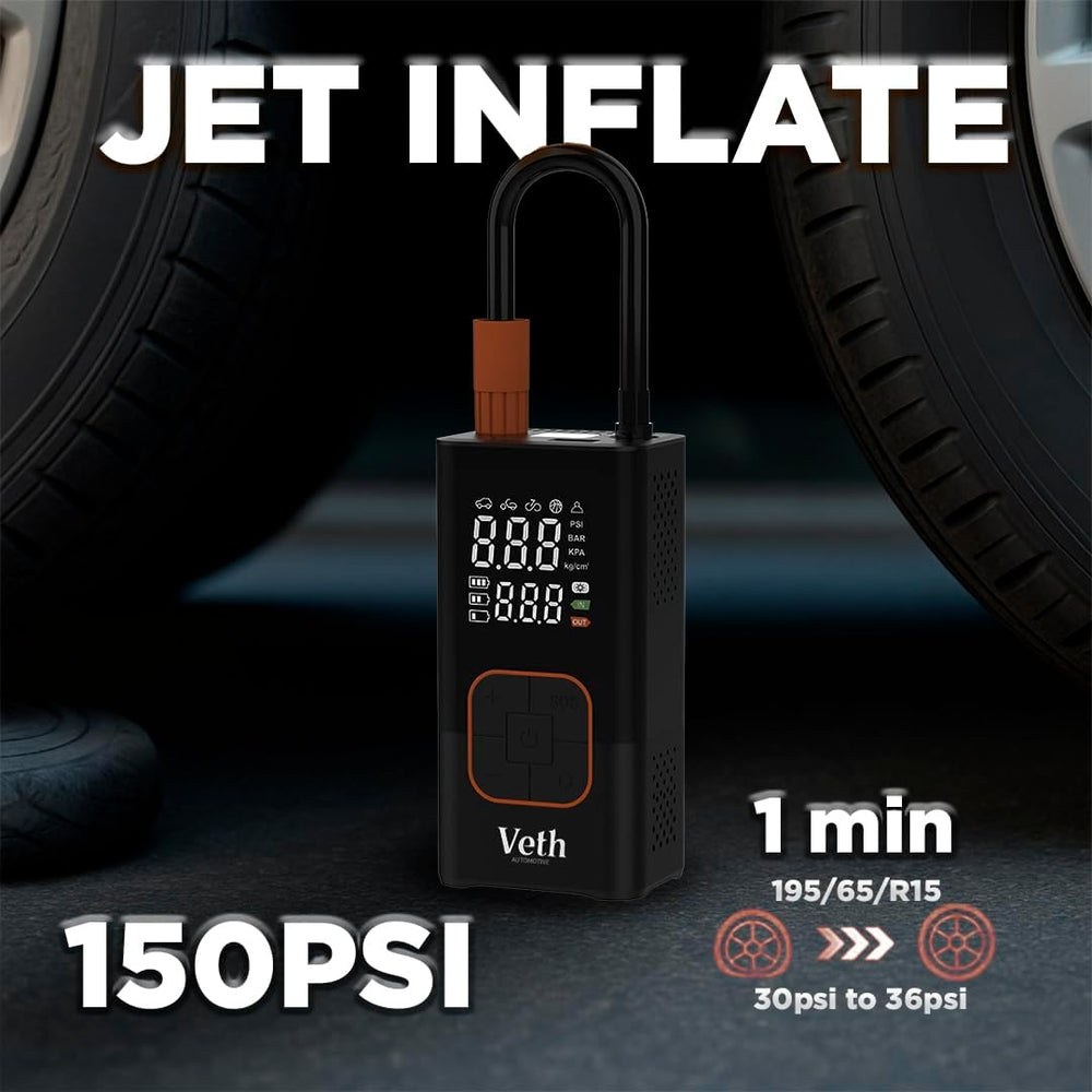 VT06 Portable Tire Inflator, 150 PSI Cordless Air Pump