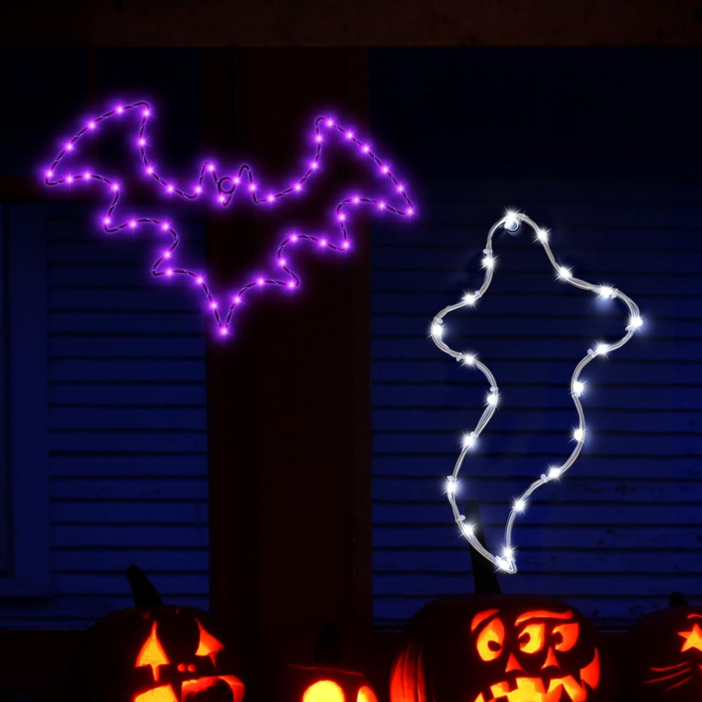 Halloween Window Lights, 2 Pack LED Waterproof Timer Indoor Decor