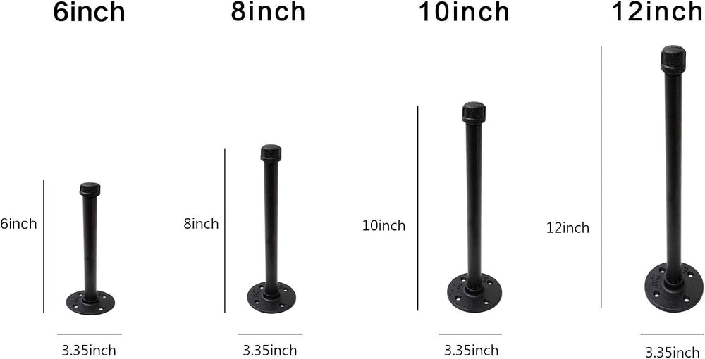1/2" Industrial Black Iron Pipe Shelf Brackets, Rustic Wall Mounted DIY ...