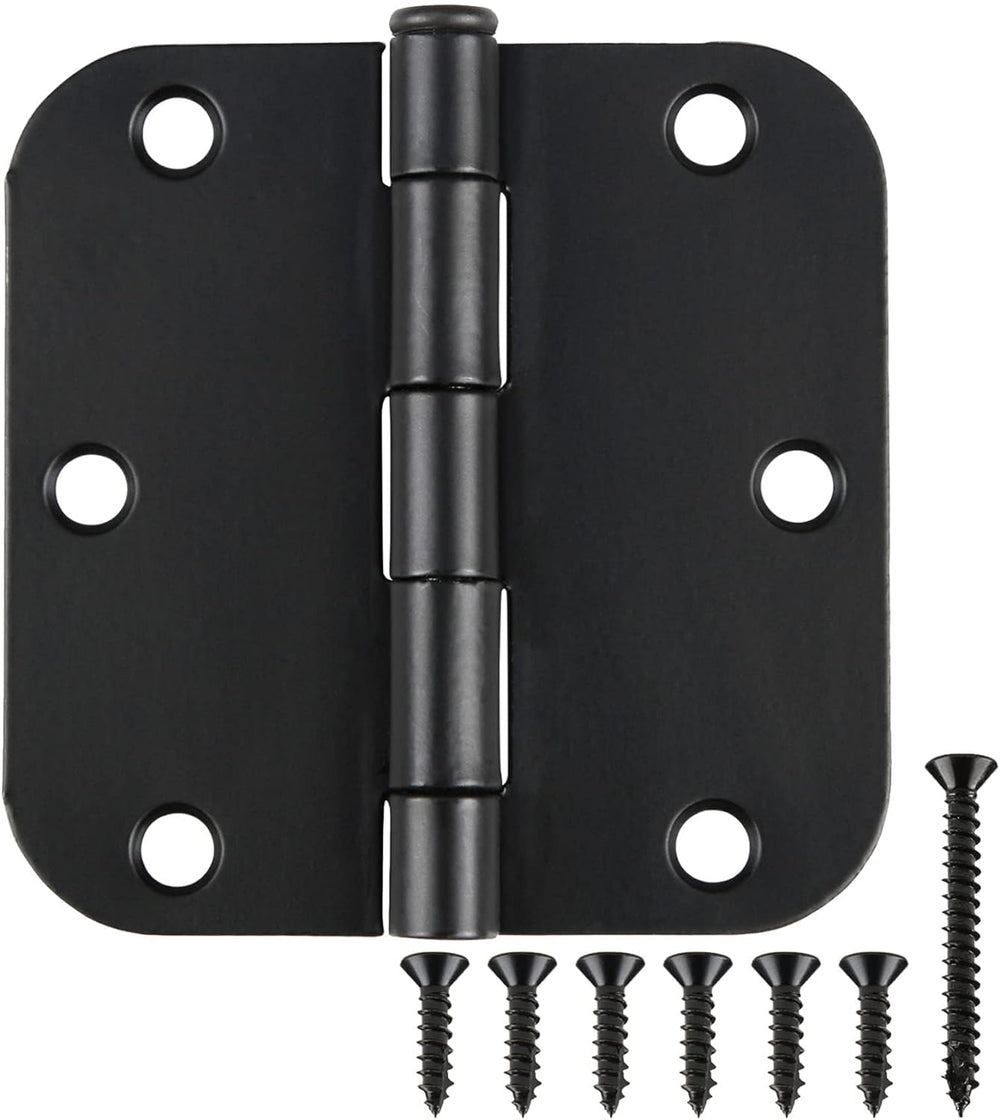 42 Pack Matte Black Door Hinges 3.5 Inch 5/8" Radius, Interior 3 1/2&quo...