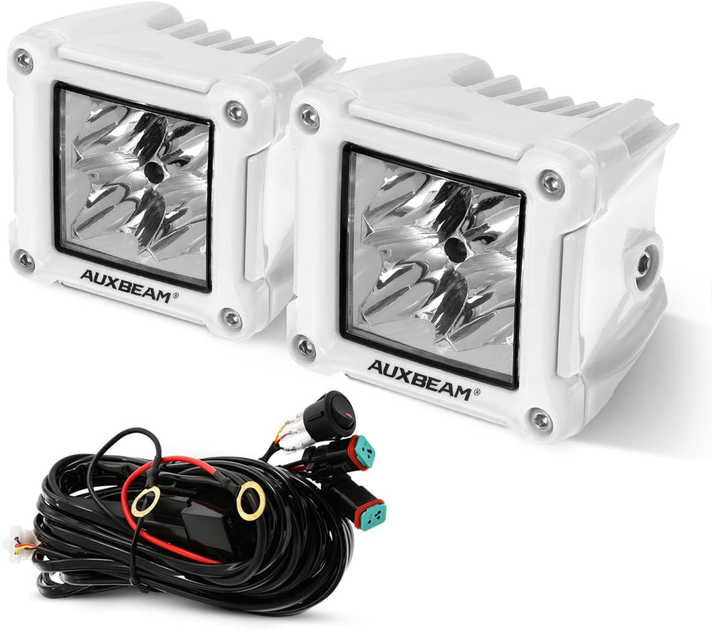 Auxbeam FA Series White Housing 3-Inch 40W Off-Road LED Pod Lights 2-Pack