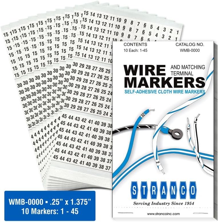 Premium Wire Marker Book Numbered 1-45 for Cable Management, Vinyl-Coated, Hi...