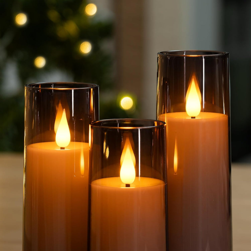 Amagic Grey Flameless Candles 9 Set, Battery Operated Halloween Candles