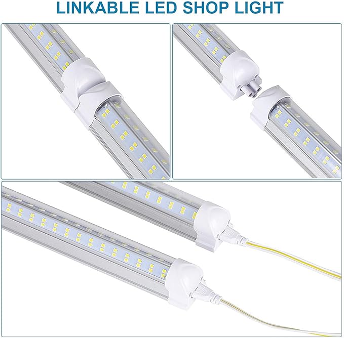 4FT LED Shop Light, 25 Pack, 60W 6000K 9500LM Clear White, Linkable Integrated