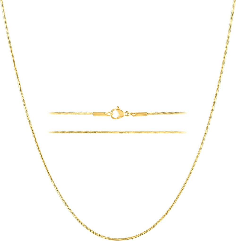 KISPER Gold Snake Chain Necklace for Women 24K Plated Stainless Steel Thin