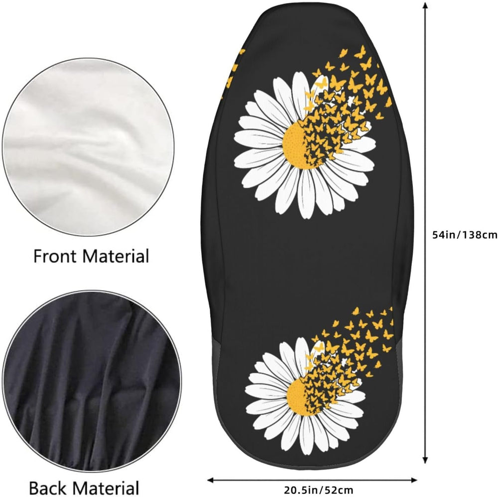 Sunflower Daisy Butterfly 2 Pcs Car Seat Covers Set Vehicle Front Seat Protec...