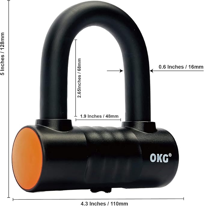OKG Ultra Security Motorcycle Chain Lock, 4 Keys, 5 ft x 1/2in Thick Motorcycle