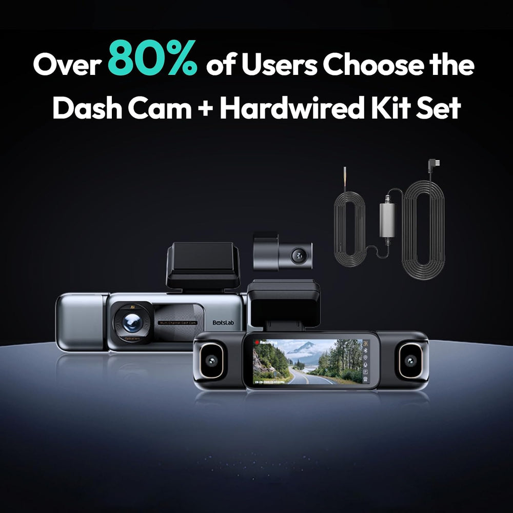 BOTSLAB 4 Channel 360ยฐ Dash Cam with Hardwire Kit, 128GB Card,Voice Control