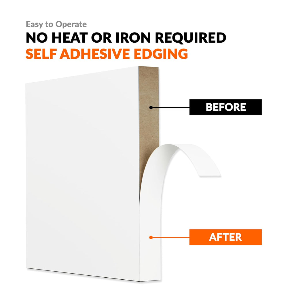 White PVC 5/8 inch x 50 ft Edge Banding Peel and Stick Strong Adhesive Edging...