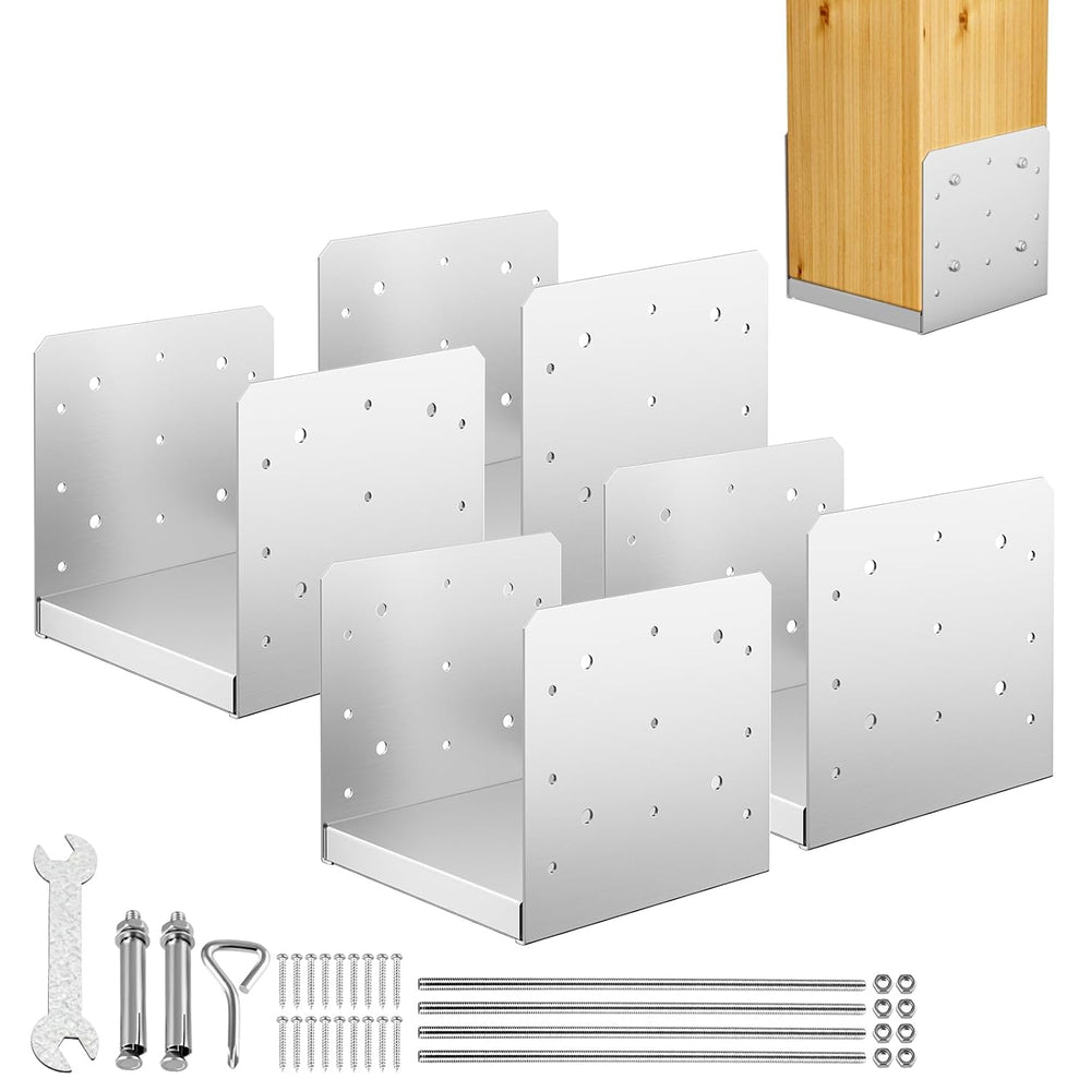 8"x8" Adjustable Post Base, 4Pcs Stainless Steel Post Anchor Bracket