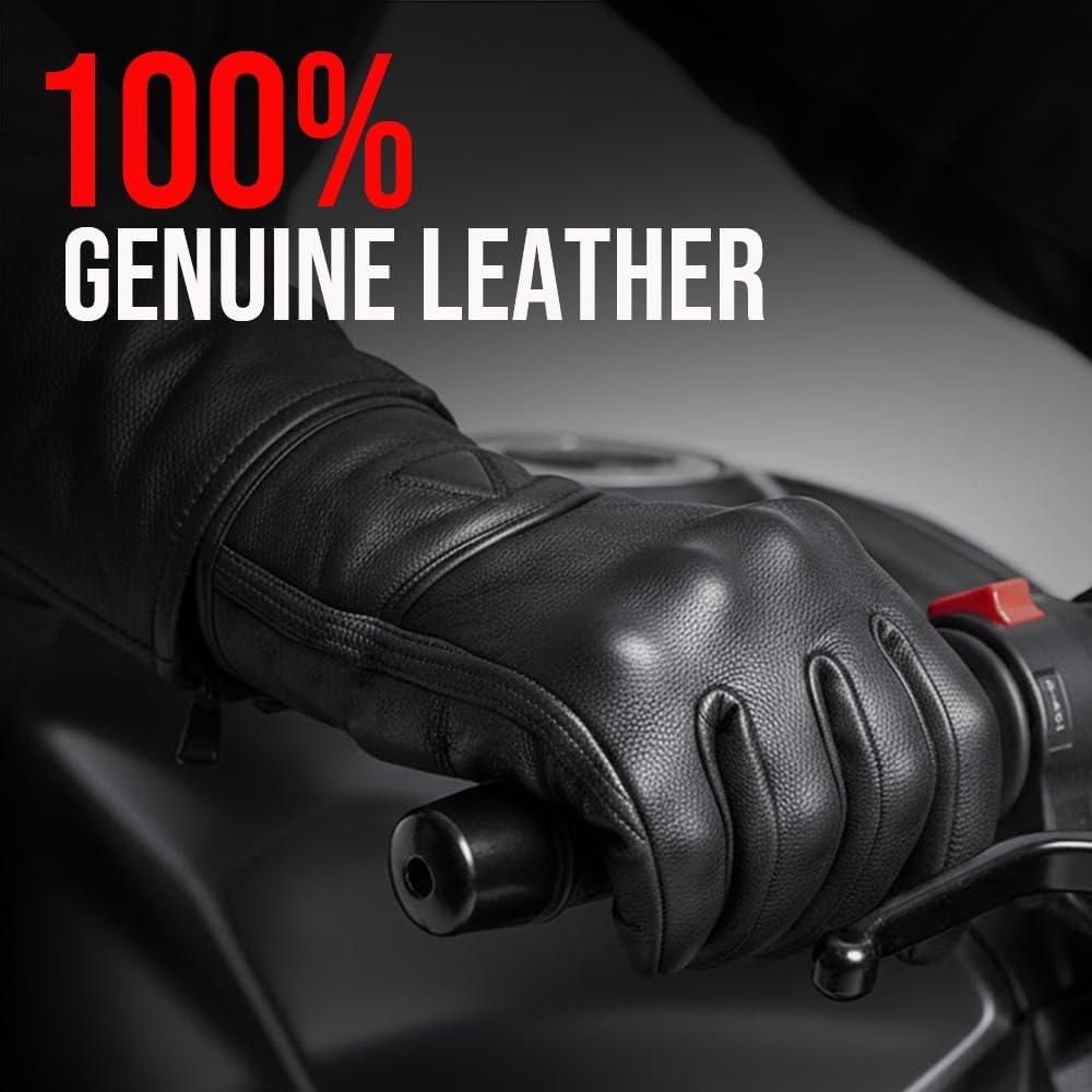 COMMUTER Motorcycle Gloves Premium Leather for Men Motorbike Riding Gloves