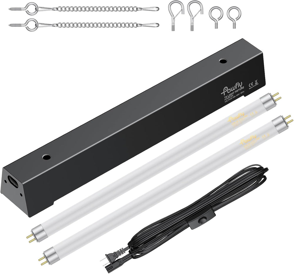 Pawfly T5 Reptile Light Combo Kit with 2 UVB Tubes, 10.0 UVB Light Fixture wi...