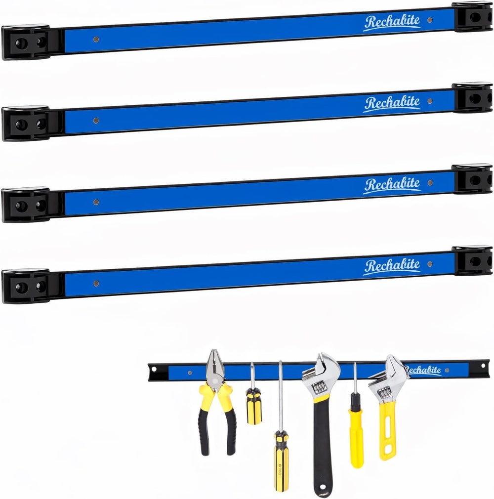 4 Pieces 18" Magnetic Tool Holder Strip, Metal Tool Organizer Rack