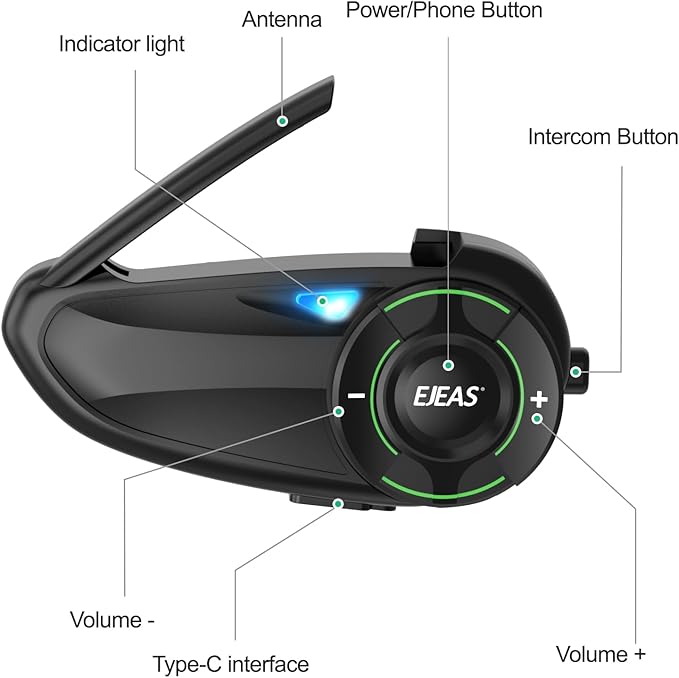 SolaMr Q8 Motorcycle Helmet Bluetooth Intercom Headset, 230hours Standby (2 P...