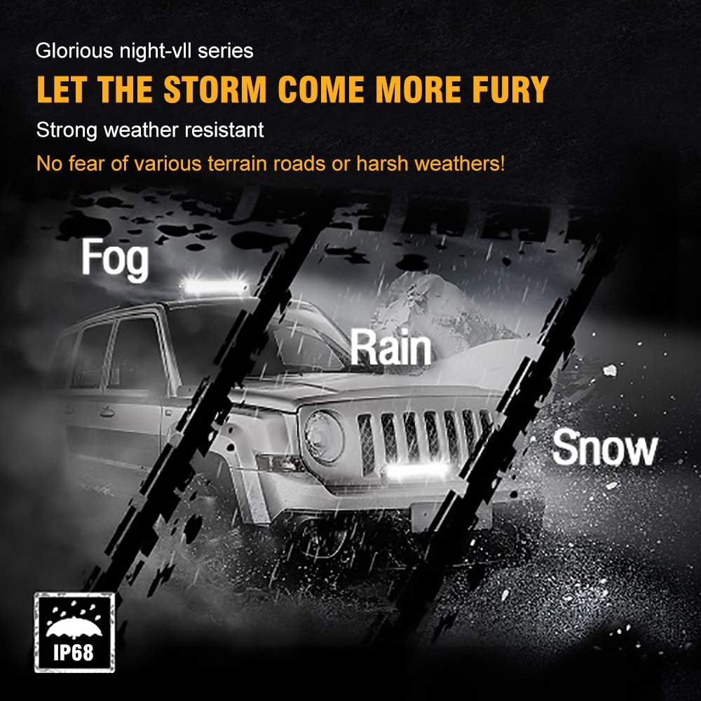 SAMMAN 10Inch LED Light Bar 78W Yellow Spot Flood Combo Beam Driving Off Road...