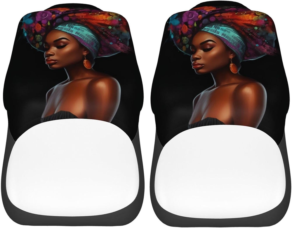 Delerain Car Seat Covers Set 2Pcs, Black African Women Glitter Universal Fron...
