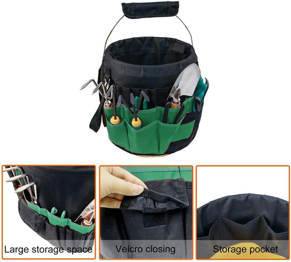 Green Gardening Tools Organizer 5 Gallon Bucket Tools Kit Storage Organizer w...