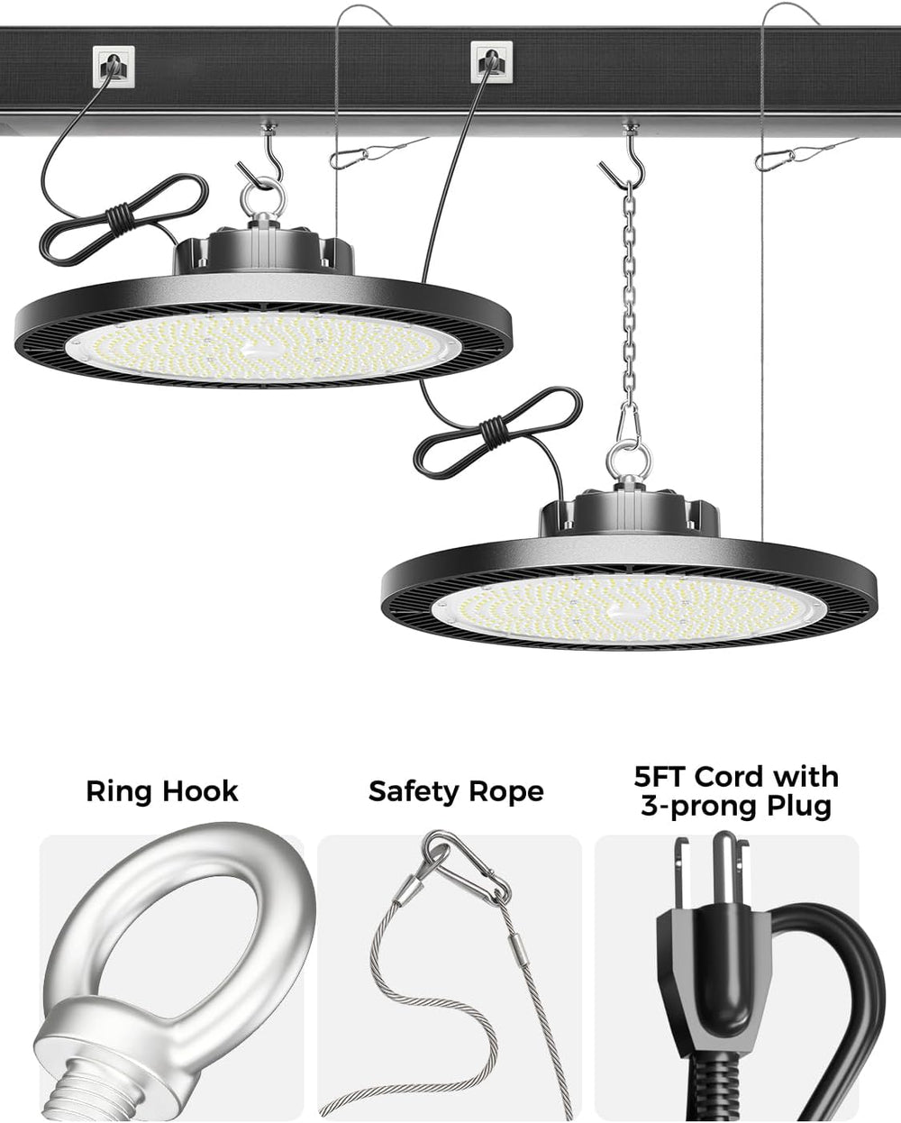 150W High Bay LED Shop Light, 22500LM 5000K UFO LED High Bay Light