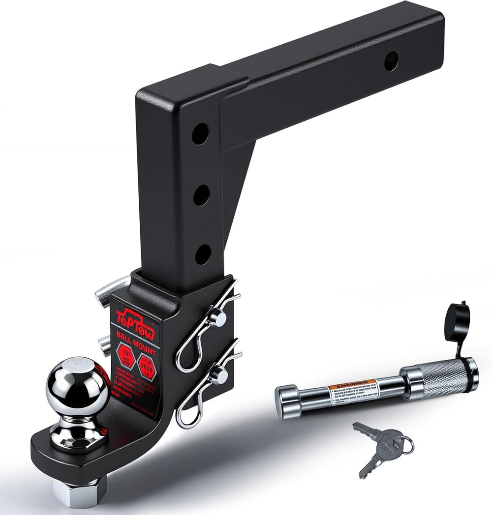 TOPTOW AdjustableTrailer Hitch Ball Mount with 2-inch Hitch Ball, 5/8 inch Hi...