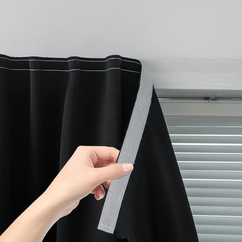 Adhesive Blackout Curtains- Self Stick Shades Window Blinds Curtains No Rod N...