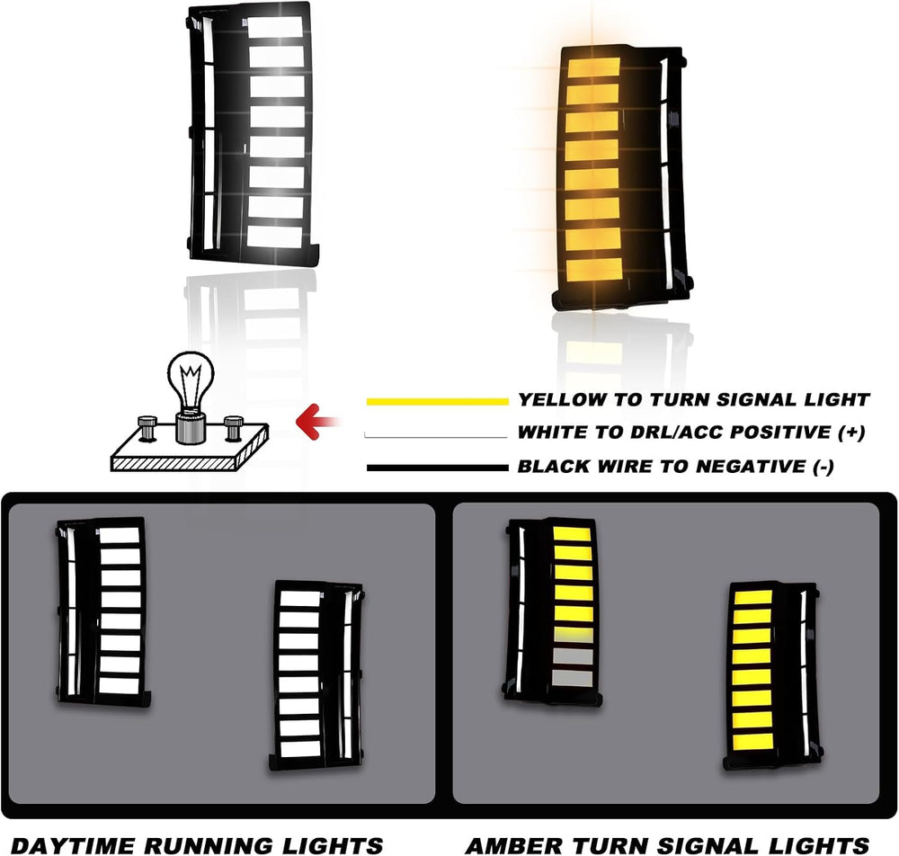 LED Front Bumper Fog Lights Amber Sequential Turn Signals for Hyundai Santa F...