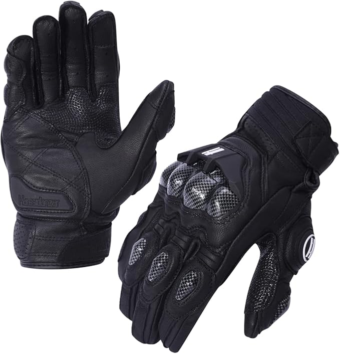 Harssidanzar Breathable Leather Motorcycle Gloves Touchscreen
