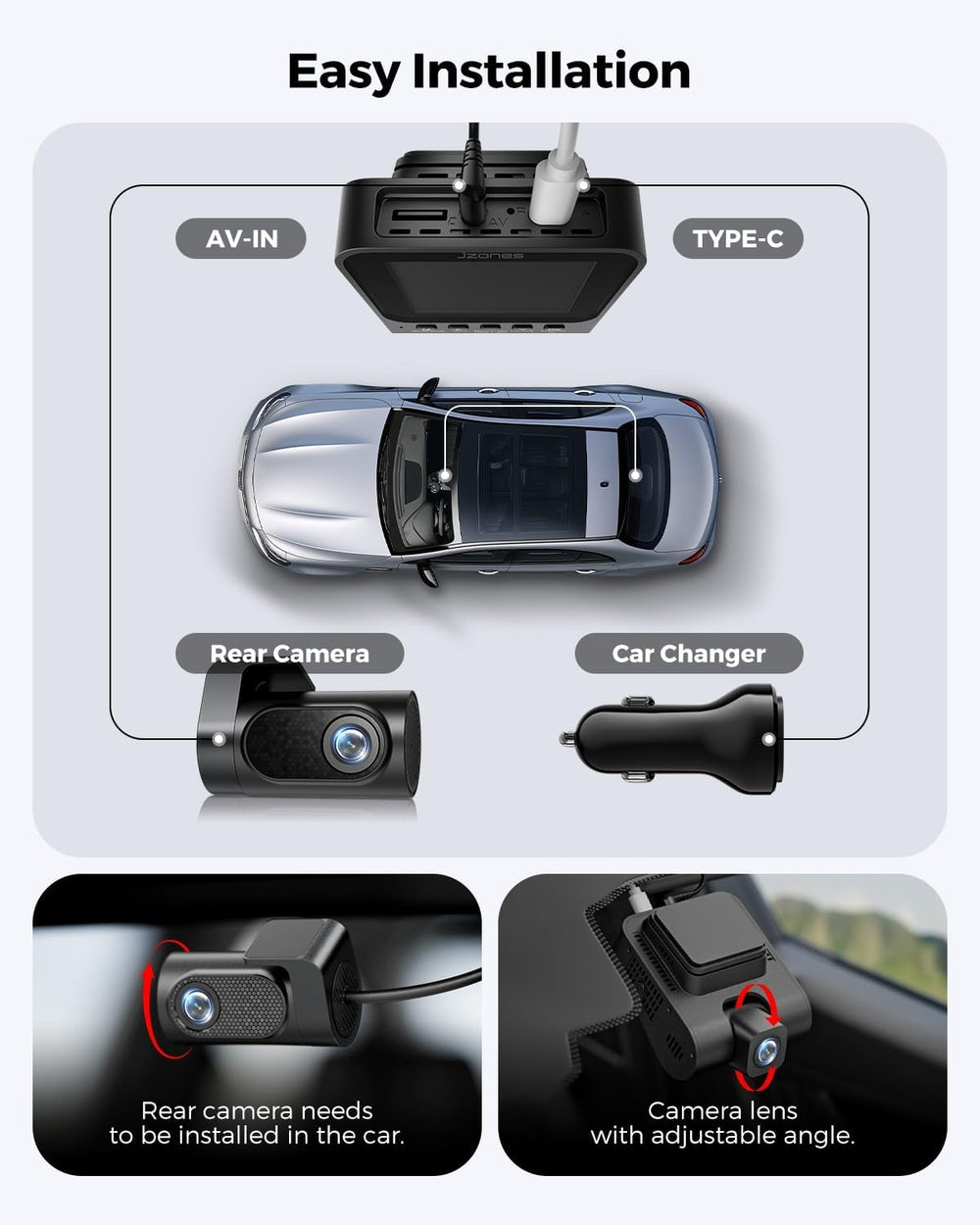 4K+1080P FHD Dash Cam Front and Rear, Dual Dash Camera for Cars with Night Vi...