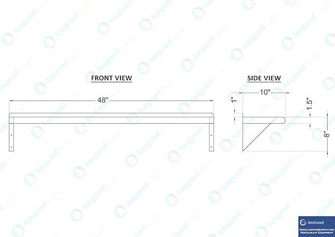 AmGood 48" Long X 10" Deep Stainless Steel Wall Shelf | NSF Certifi...