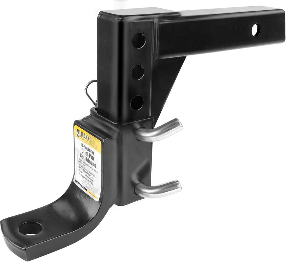 MaxxHaul Adjustable Ball Mount, 5,000 lb Towing Capacity with 8โPosition Heig...