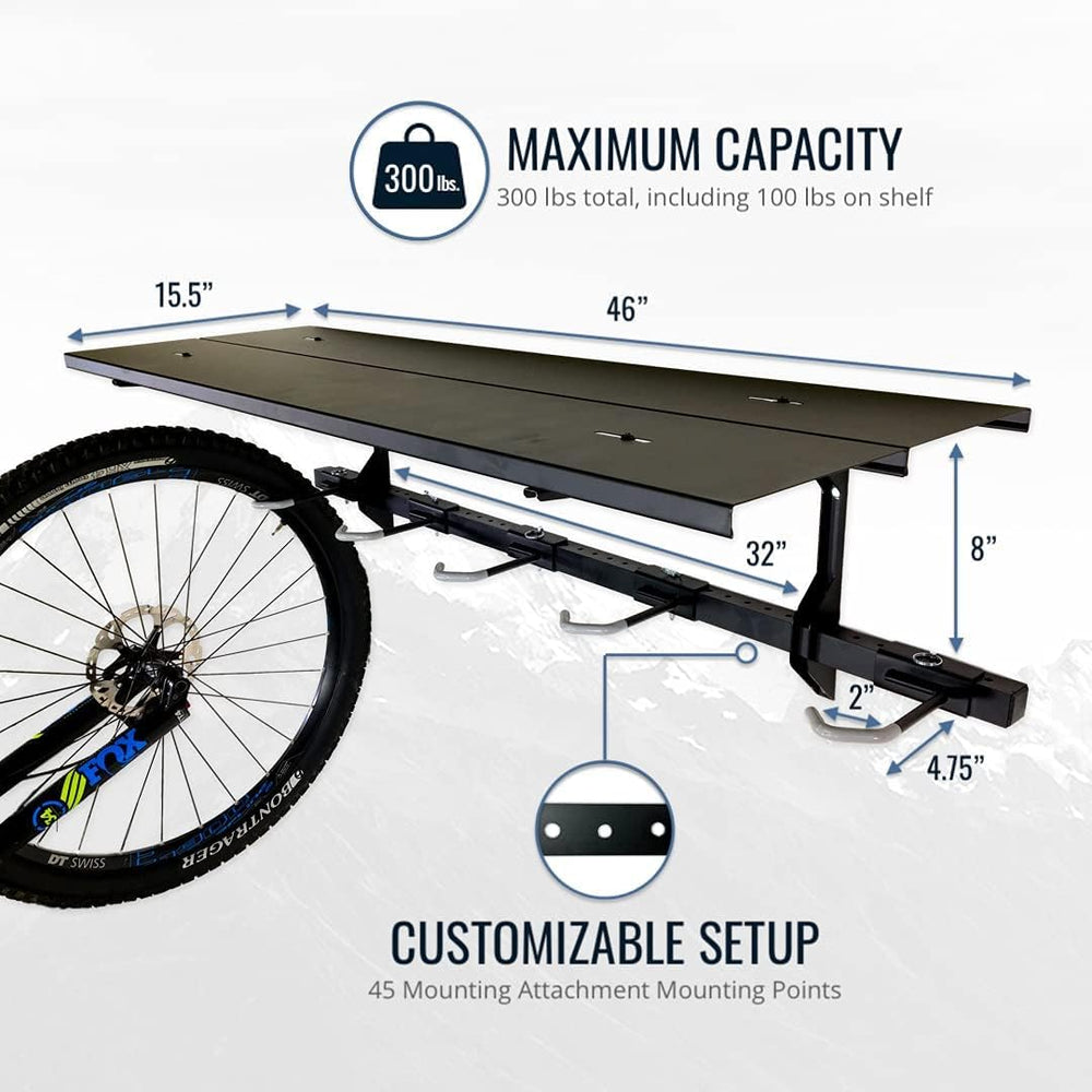 StoreYourBoard Bike Storage Rack with Shelf – Heavy Duty Garage Bike Storage ...