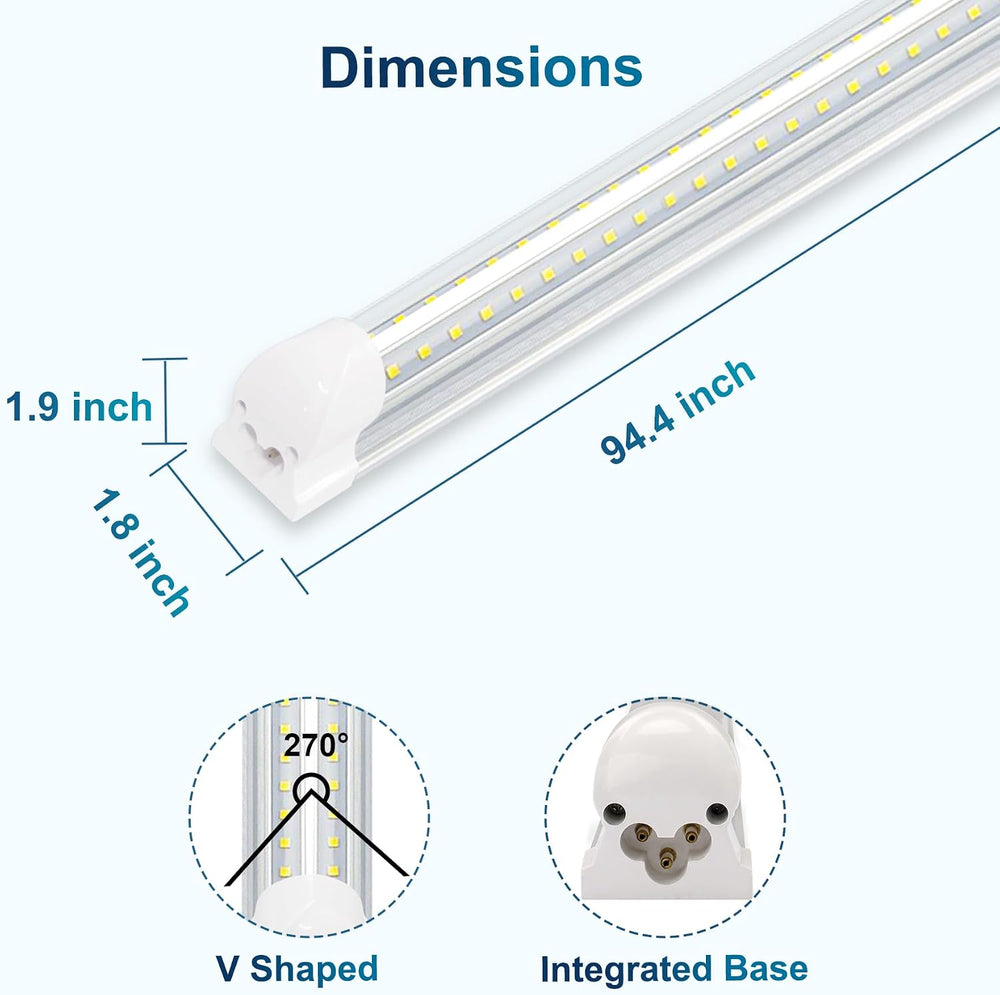 SZSKYING 25 Pack 8FT LED Shop Lights, 72W 7200LM 6500K, Daylight White, T8 In...