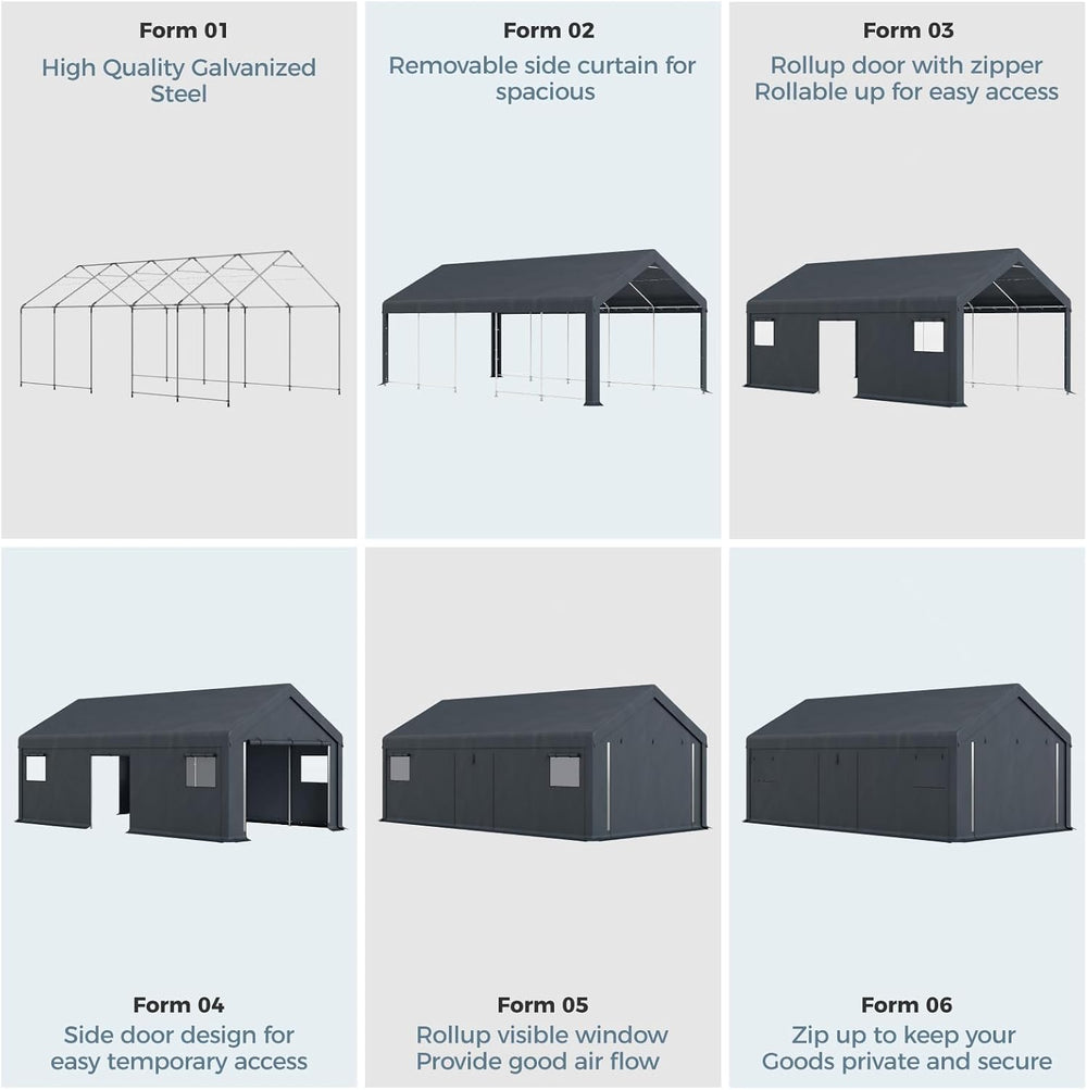 13x24 ft Carport Storage Shelter Shed Outdoor Portable Garage