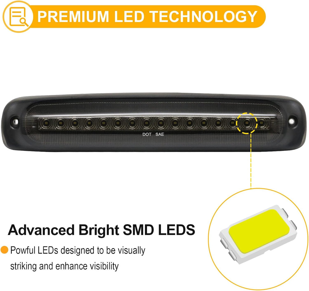 R&F Auto LED Smoked Third Brake Light with Seal Foam Gaskets Replacement ...