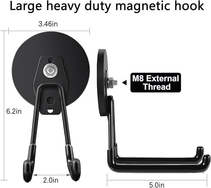 Large Strong Magnetic Hooks, Heavy Duty Magnet Hook, Heavy Duty Storage (2 Pack)