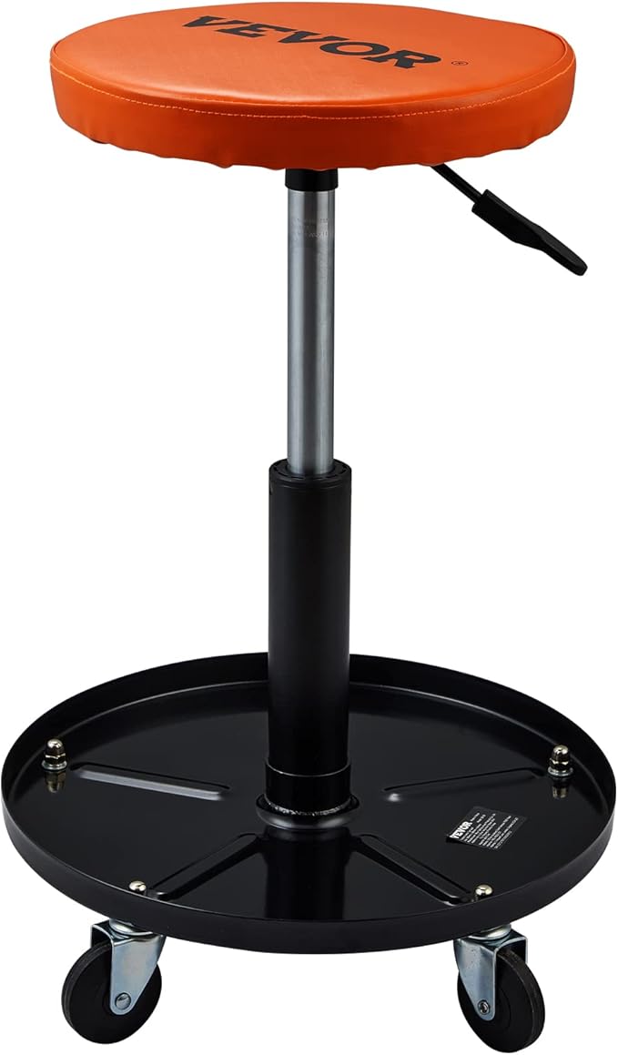 VEVOR Mechanic Stool, 250 LBS Rolling Pneumatic Creeper Garage/Shop Seat
