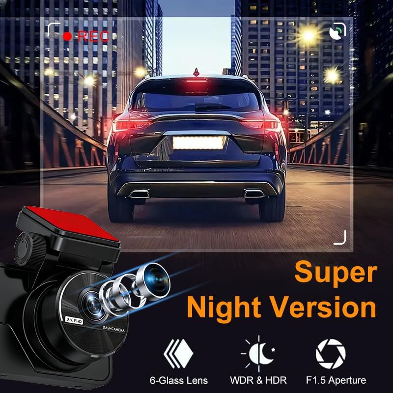 4K Dash Cam Front and Rear, Dash Camera for Cars with 64GB Card, Built-in 5.8...
