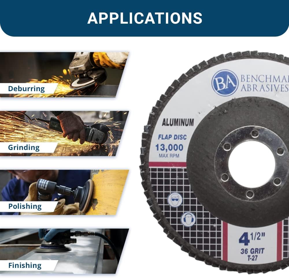 Benchmark Abrasives 4.5" x 7/8" Premium Stearate Coated Type 27 Fla...