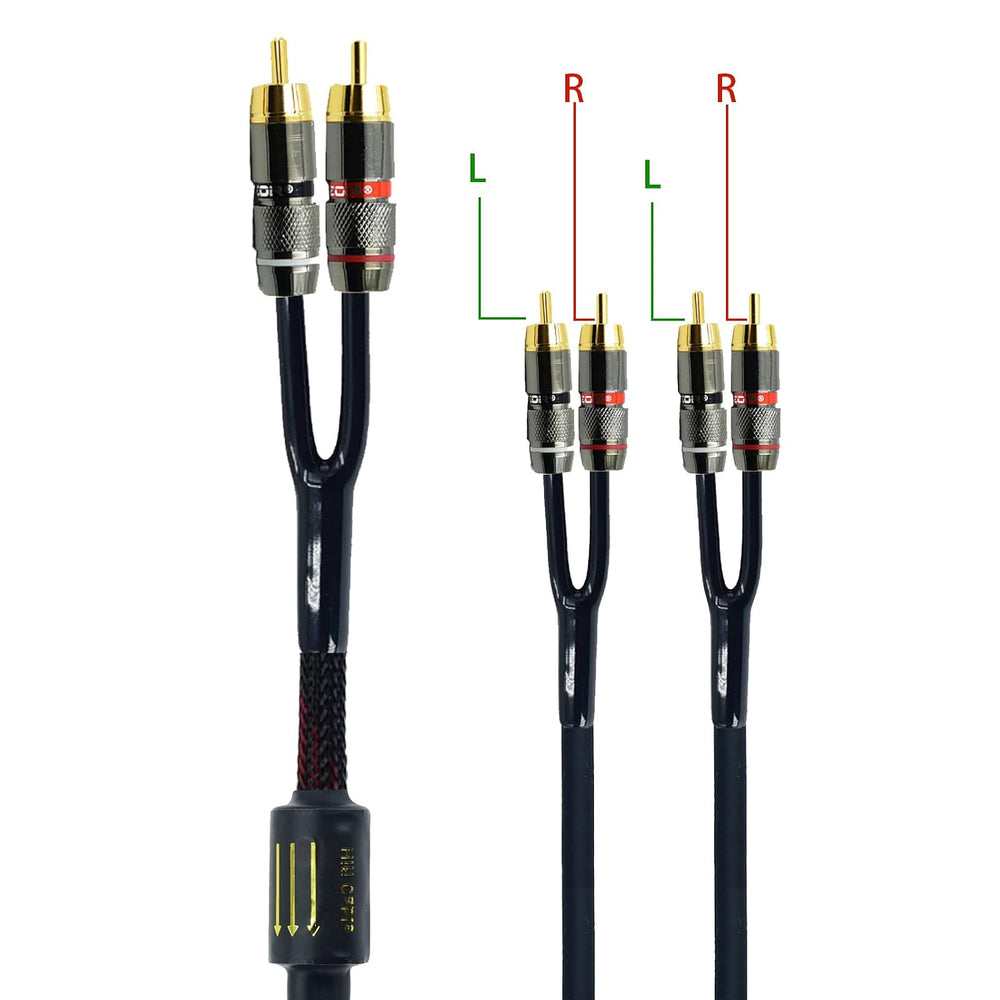 Arklove 10ft Shielded RCA Plug Splitter Stereo Audio Video Cable 2 Male to 4 ...