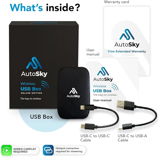 AutoSky Wireless CarPlay and Android Auto AI Box Lite