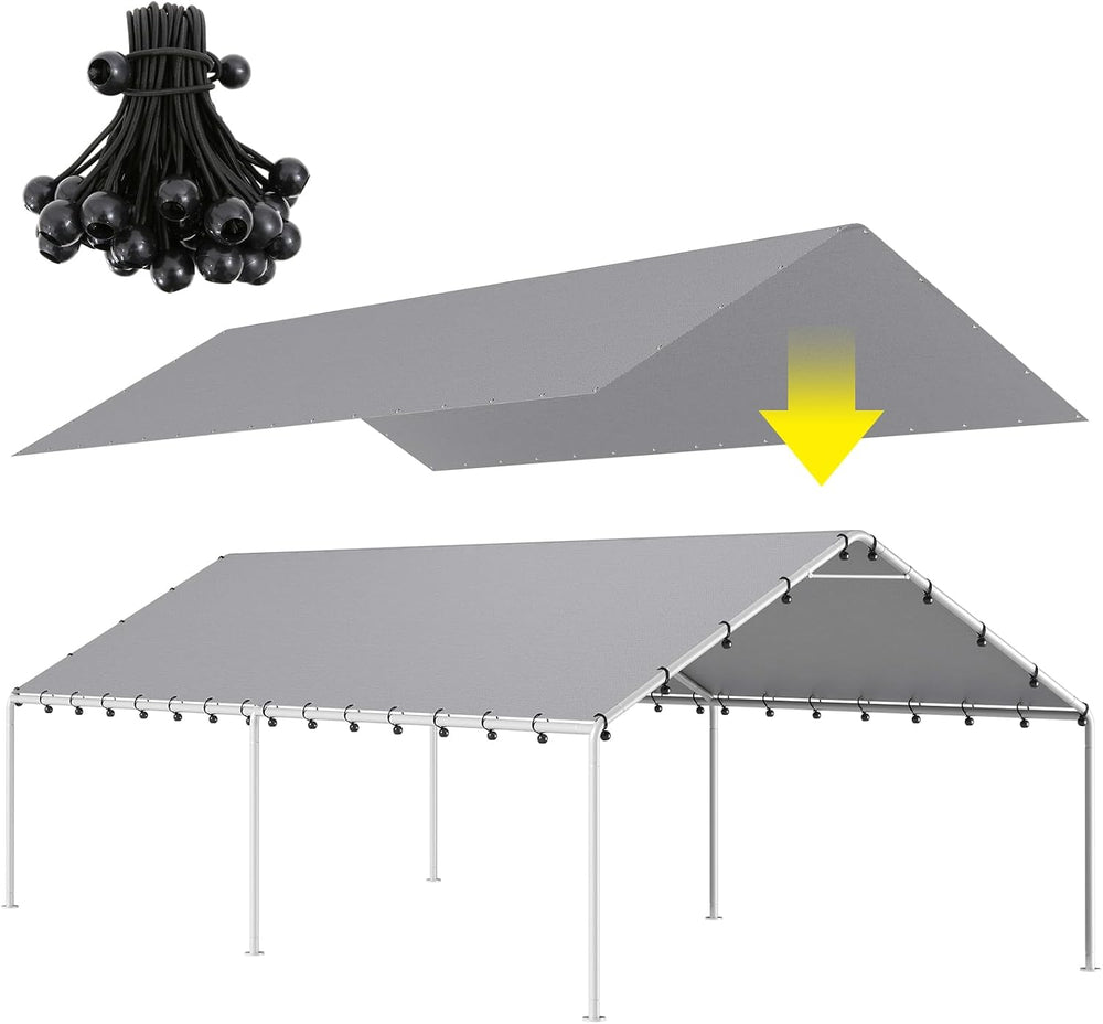 DWALE 10 x 20 Ft Carport,Replacement Canopy Cover Garage Top Tent Shelter Tar...