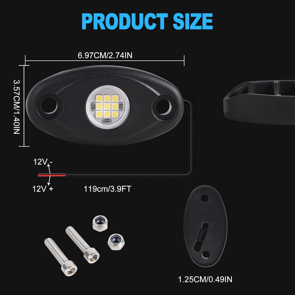 24 Pods White Led Rock Lights๏ผAutomotive General Under Body Neon Glow Led Pur...