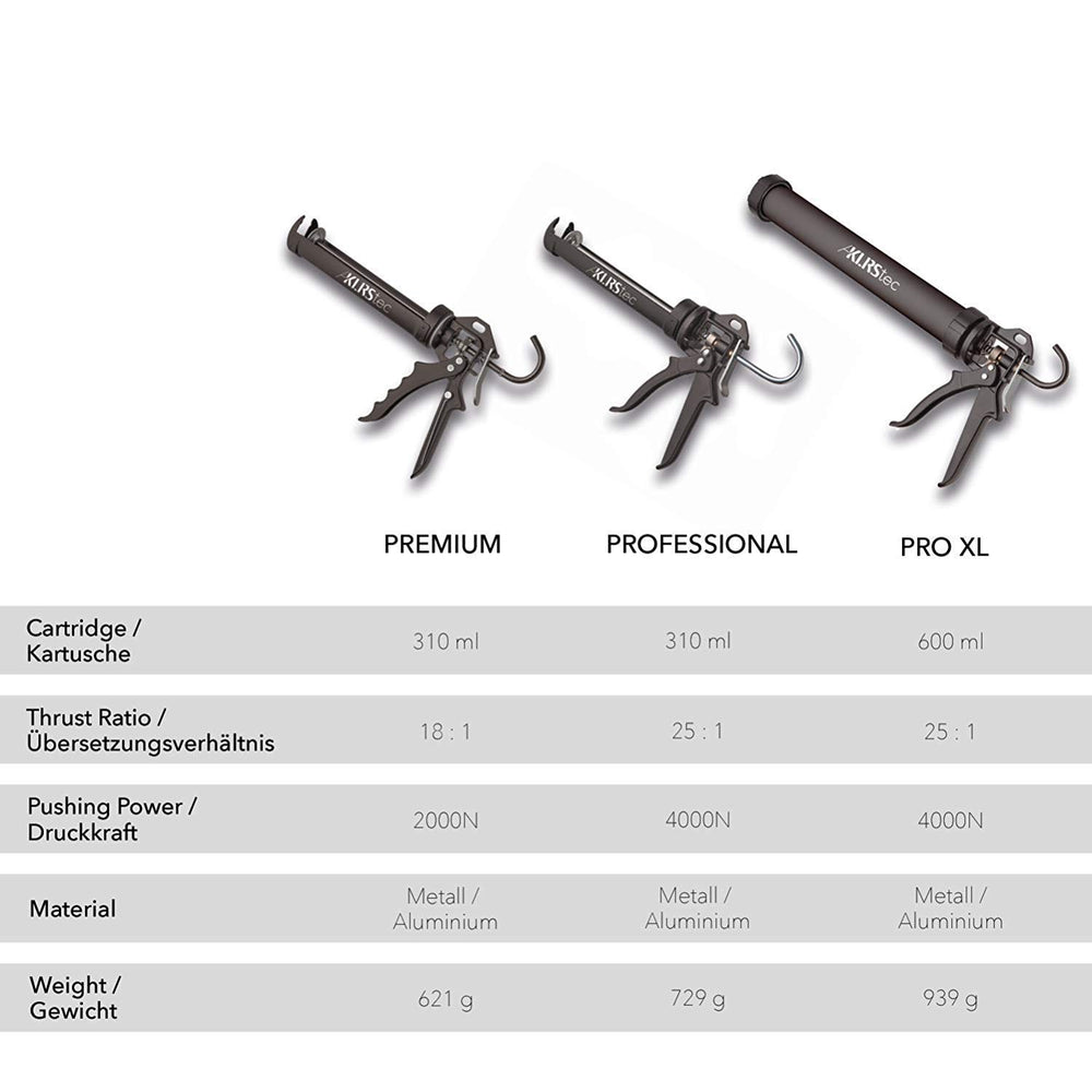 KLRStec Premium Mechanical Cartridge Gun Made of Metal - 2K Silicone Gun/Pres...
