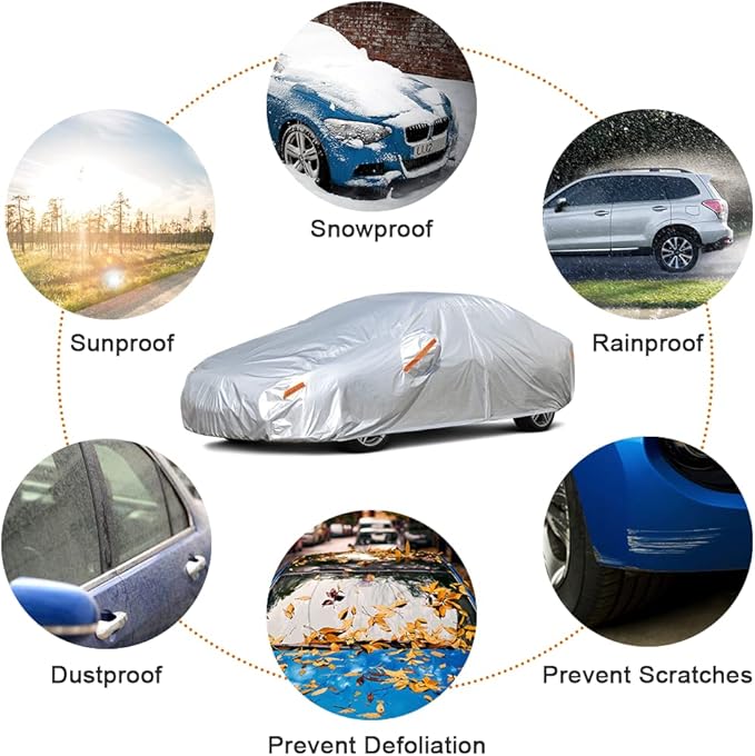 Kayme Car Covers for Automobiles Waterproof All Weather Sun Uv Rain Protection