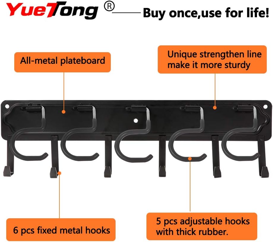 YueTong Garden Tool Organizer Wall Mount, 4 Pack 17-Inch All-Metal Garage Too...