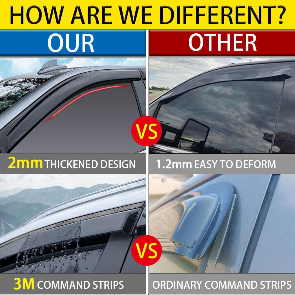Rain Guards for Mazda 3 Hatchback 2010-2013, Tape-on Side Window Deflectors f...