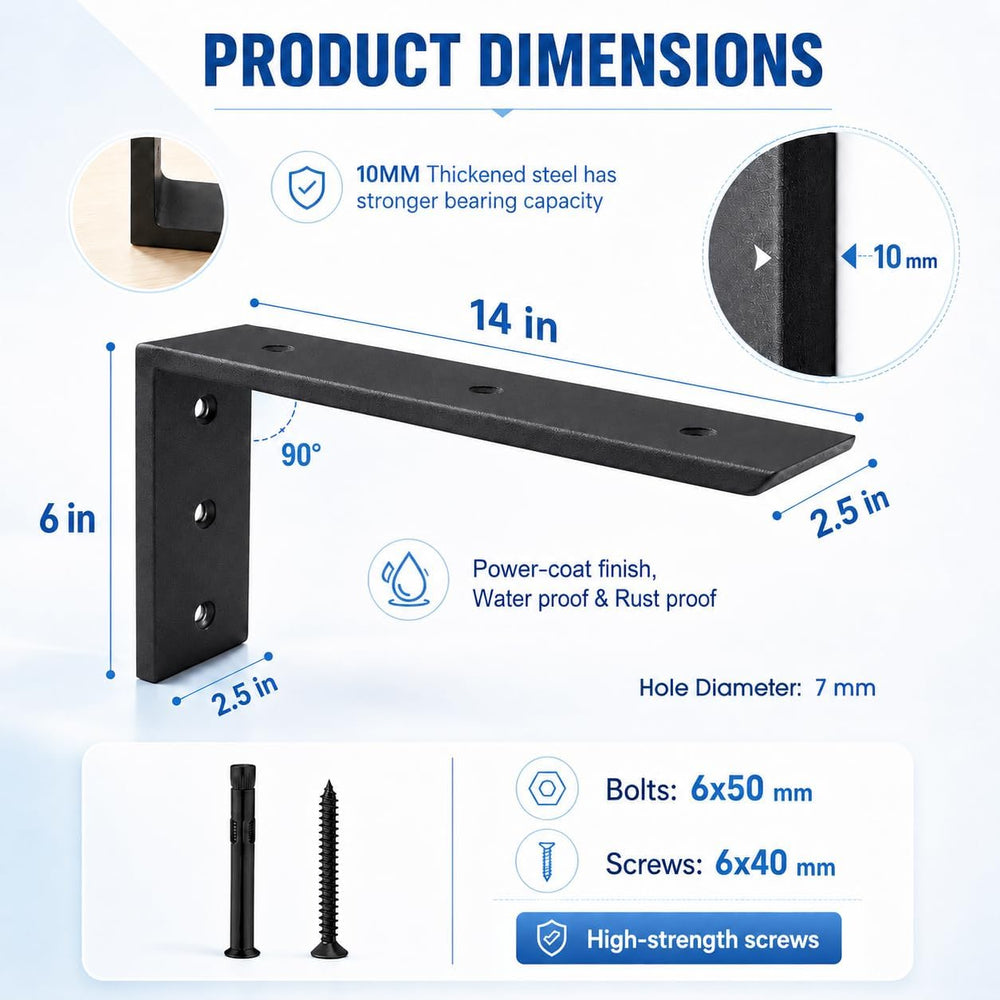 WINKER Countertop Support Bracket 3 Pack Heavy Duty 3/8" Thick Hidden L ...