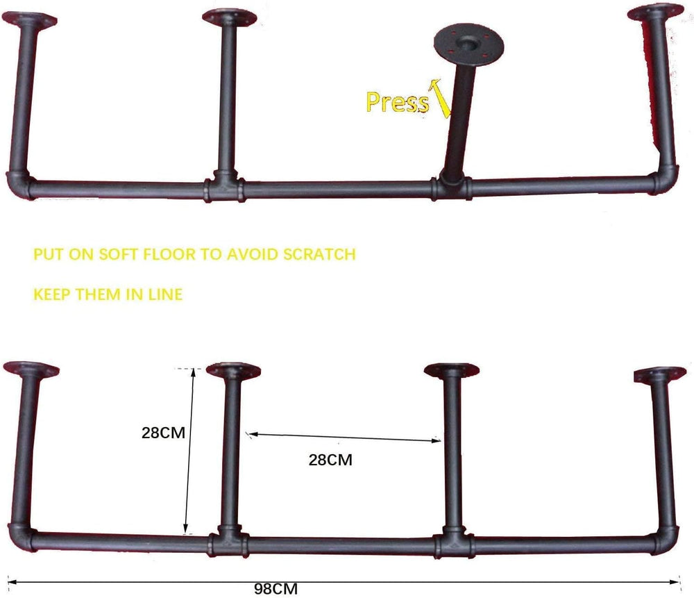 DIY Industrial Black Pipe Bookshelf Wall Ceiling Mounted Open Bookshelf Parts...