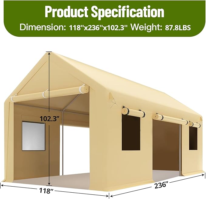 10 x 20ft Heavy-Duty Carport