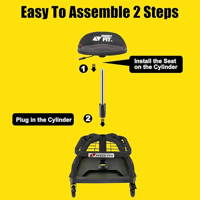 Rolling Shop Stool with Wheels, Garage Work Mechanic Stool with Backrest
